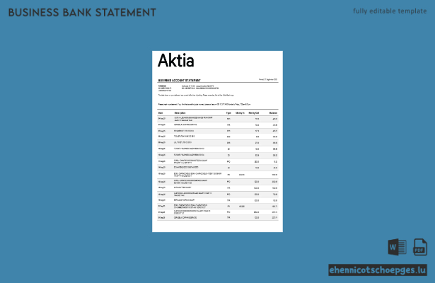 Aktia Bank Geschäftskontoauszug (Beispiel im Word- und PDF-Format)